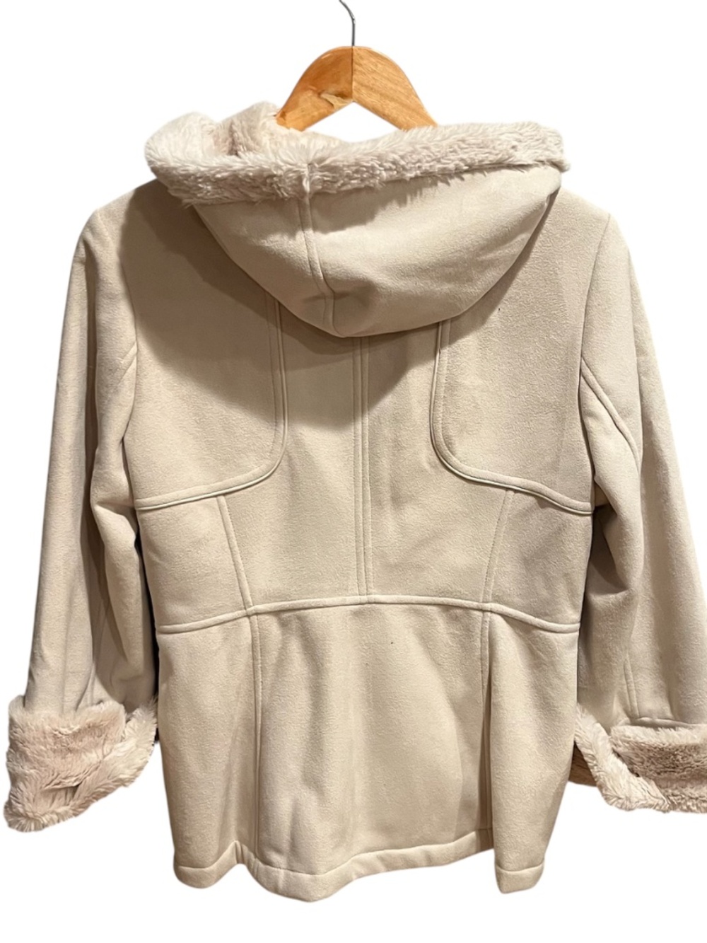 Jones New York Faux Suede And Fur Hooded Jacket Cream Size Small - Picture 8 of 8